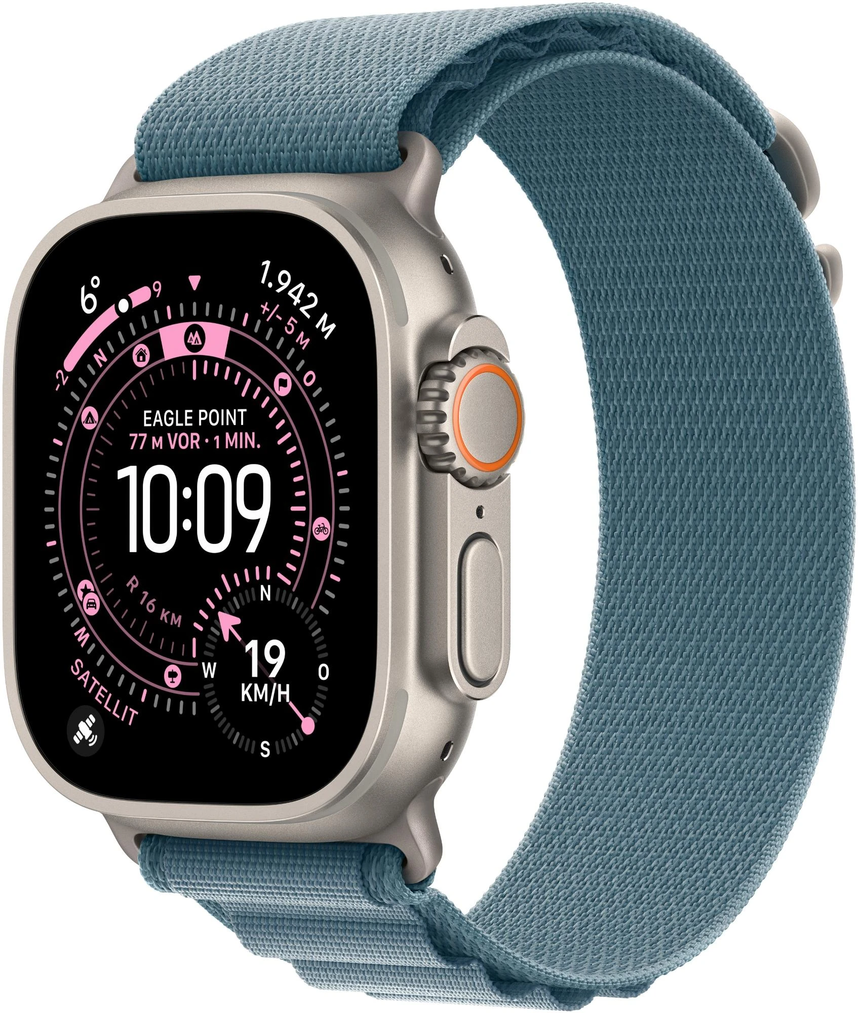 Apple Watch Ultra 3 Titan 49 mm GPS + Cellular (Alpine Loop Hellblau Large) Natur